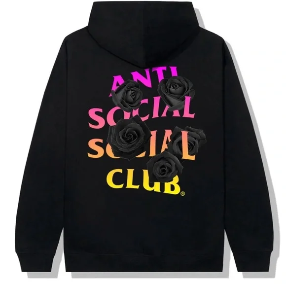 NWT DS Anti Social Social Club ASSC Black Hoodie Bat Emoji Style Size Small